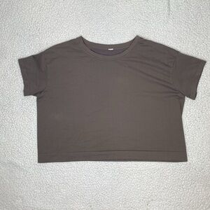 Avocado Brown Athletic Crop Top: Size Large